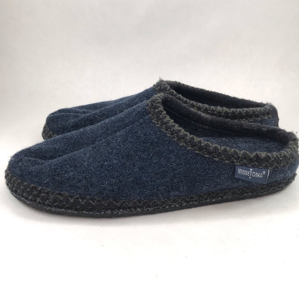 Minnetonka Women's XXL 9.5 10.5 Navy Blue Fleece Winslet Slipper Scuff 44014